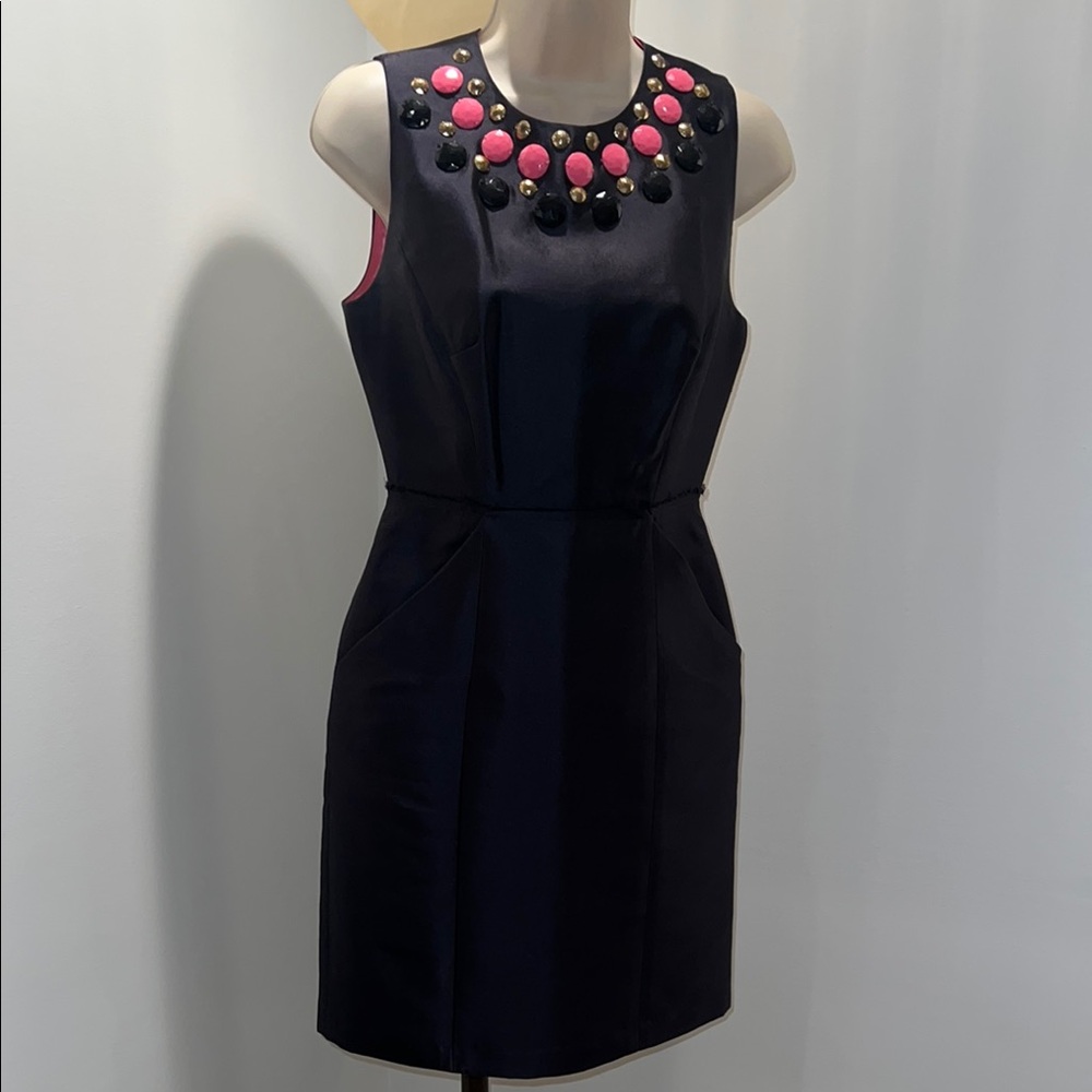 Beautiful deep gray Milly Dress with embellished Neckline